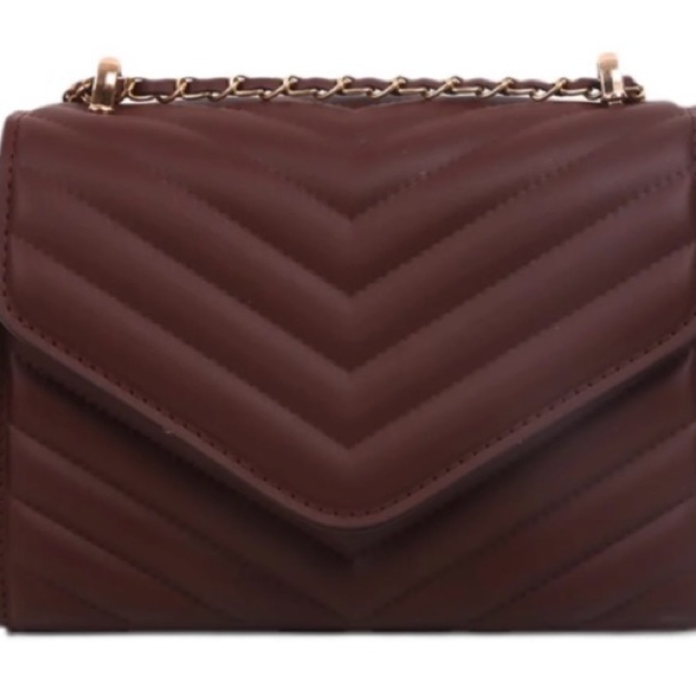 Women’s Crossbody Bag Lightweight Adjustable Chain Strap Quilted Handbag BROWN